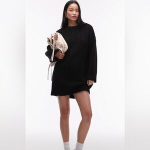 Topshop Knitted Fluffy Oversized Crew Neck Sweater Dress NWT Size Small